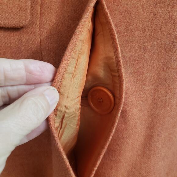 Akris Punto Wool Orange Marled Hidden Button Pocket Suit Jacket Blazer Size 10 - Picture 6 of 12